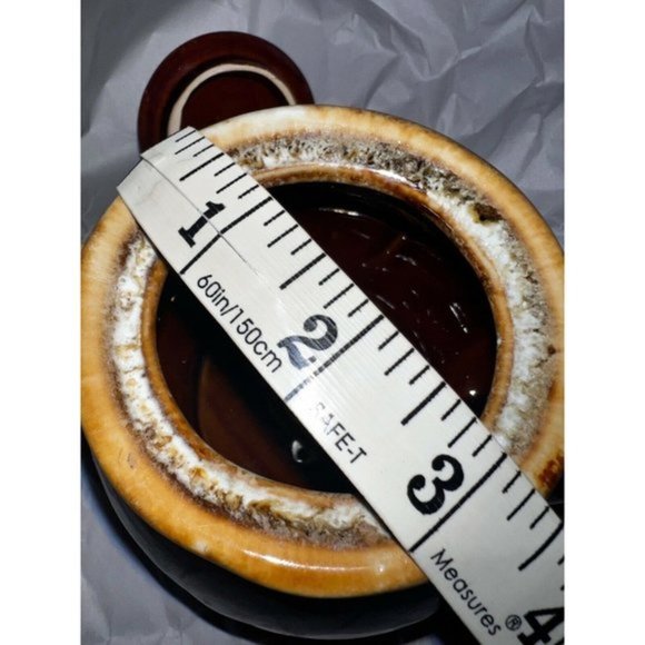 Vintage Pottery Brown Drip Glaze Teapot Lid Tea Pot Unsigned Mid Century Mod - Picture 4 of 9